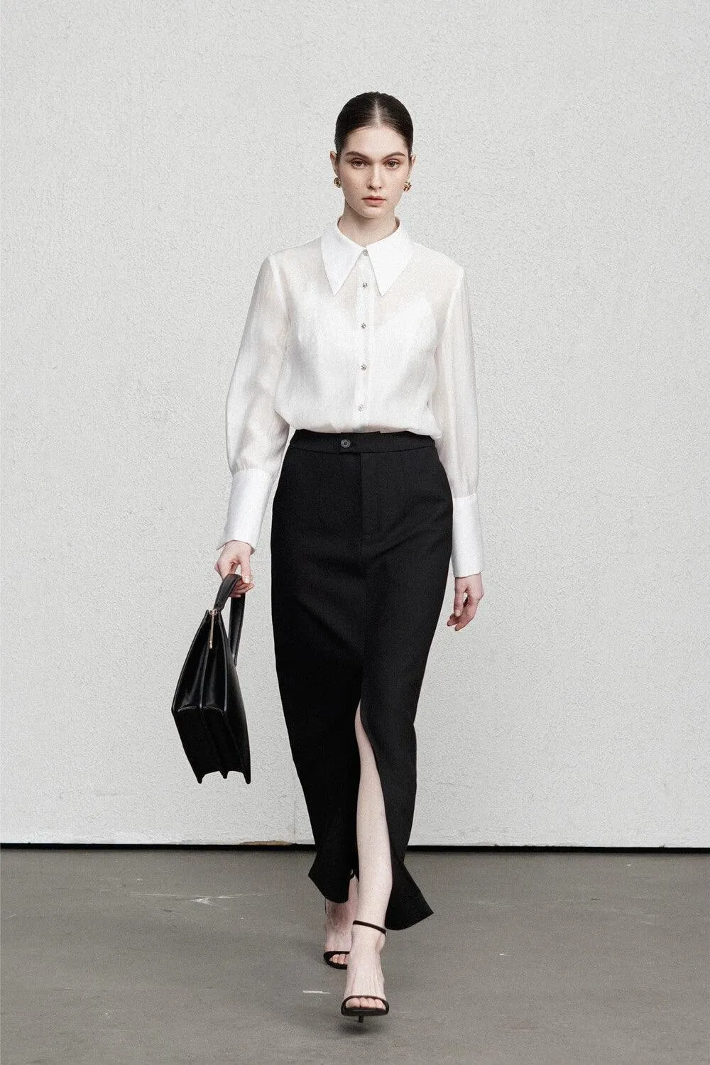 Kress Straight Collared Neck Silk Shirt