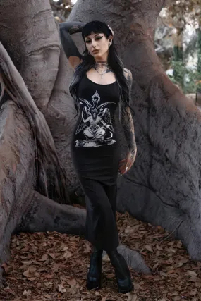 Long Baphomet Black Maxi Dress