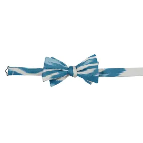Lucia Silk Ikat Bow Tie - Teal, White