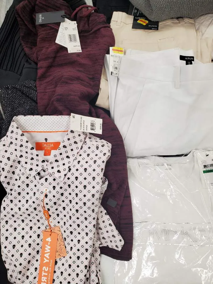 Men's Clothing  Wholesale Lot Adidas, Calvin Klein, Tallia, Tasso Elba, Alfani, Club Room, INC and more, 24 Units, Shelf Pulls, MSRP $1,424.28