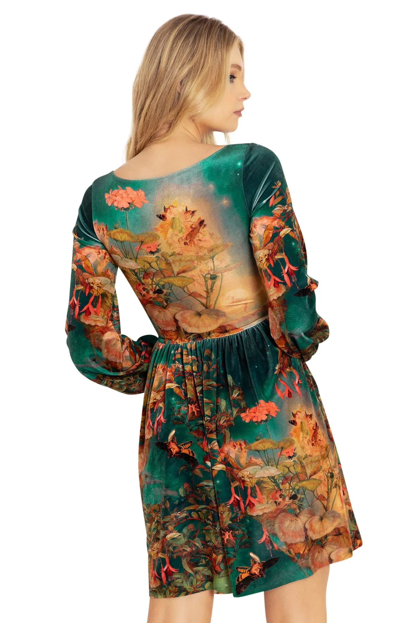 Midsummer Night's Fairies Velvet Squared Up Bishop Longline Dress