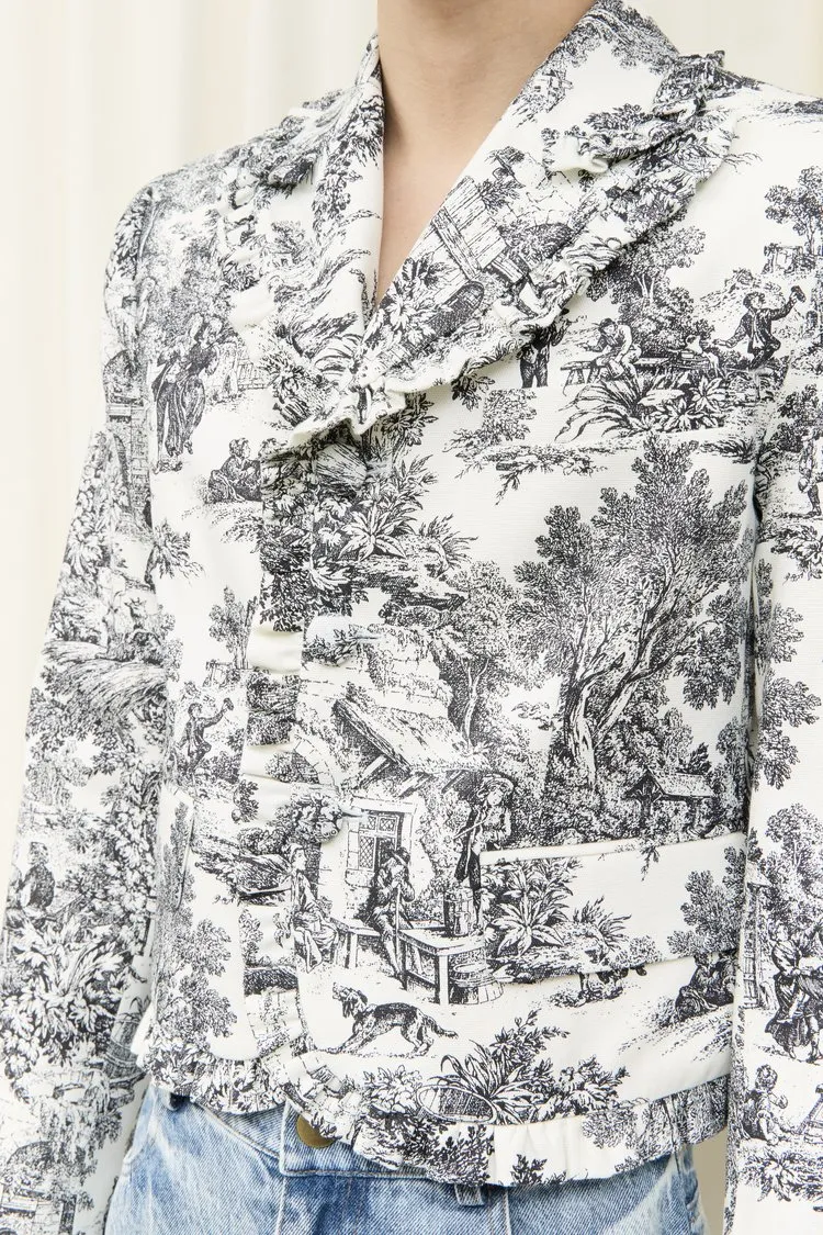 Miles Ruffle Trim Toile Blazer