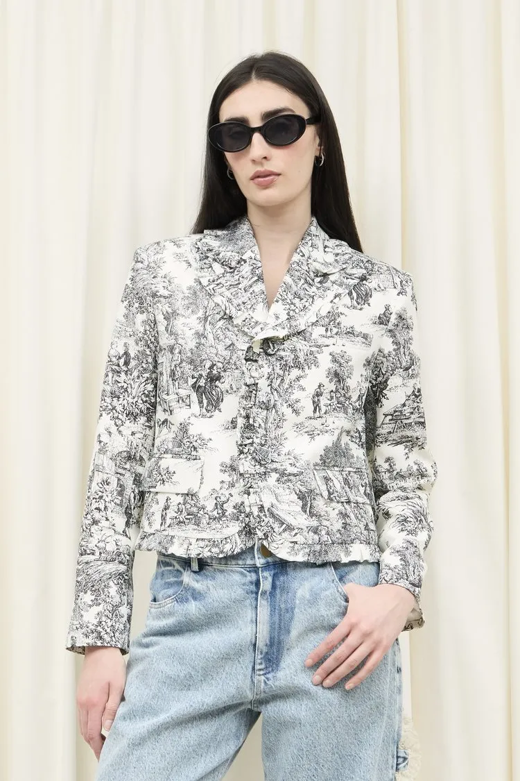 Miles Ruffle Trim Toile Blazer