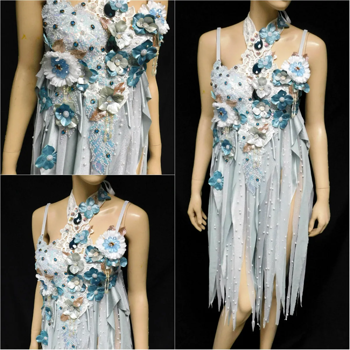 Pastel Teal Water Fairy Babydoll Dress Bra Costume