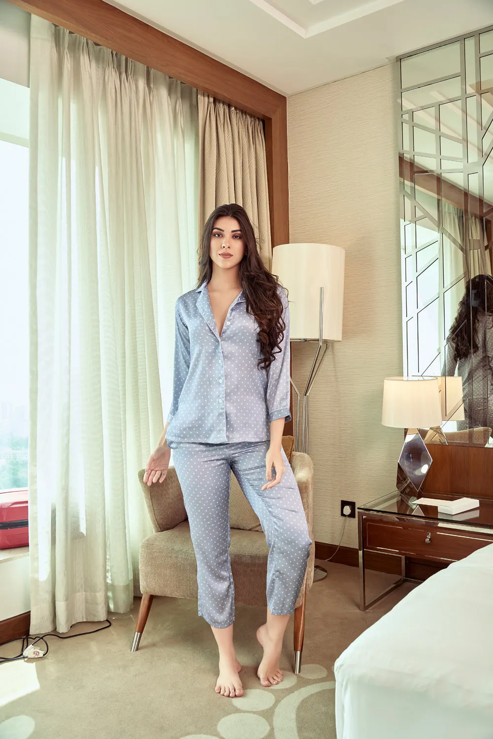 Penelope dots on Satin Night suit