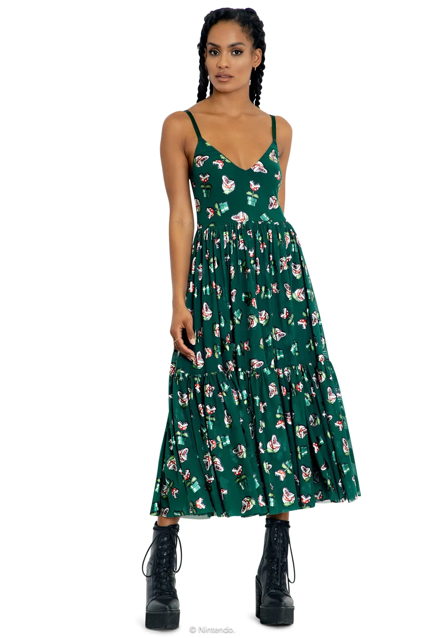 Piranha Plants Sheer Midaxi Dress