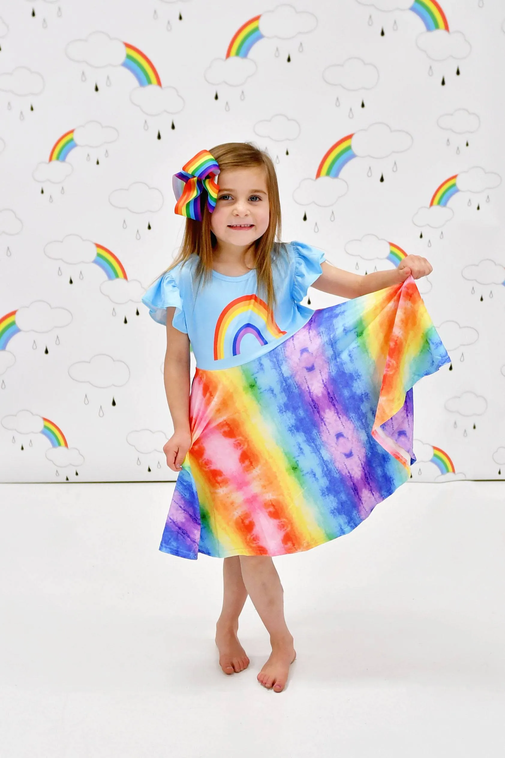 Rainbow Flutter Milk Silk Twirl Dress