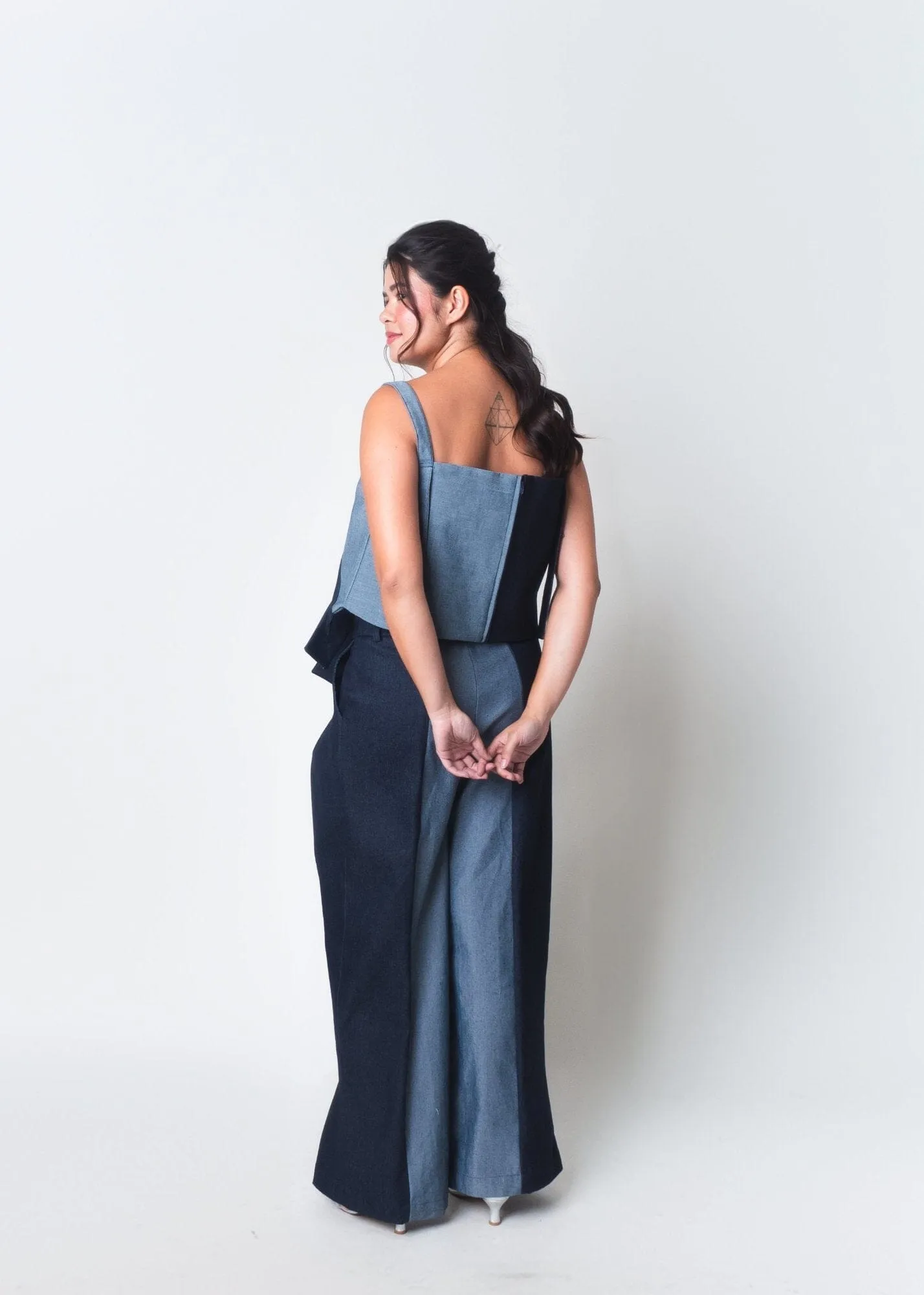 [Ready Today] Big Weave Top Two-Tone Denim