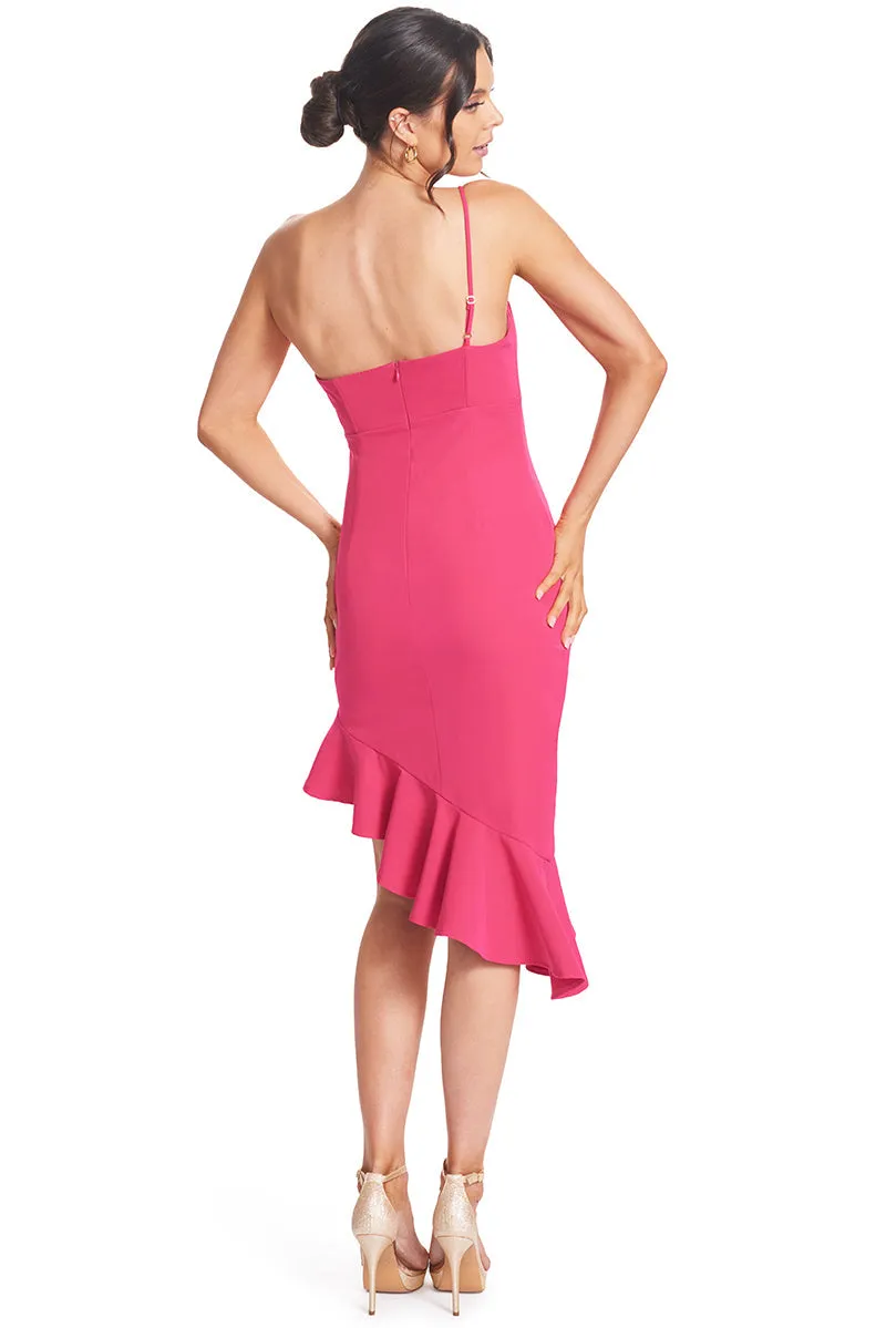Rufflin' Round Dress - Asymmetric Dress With Ruffle Hem