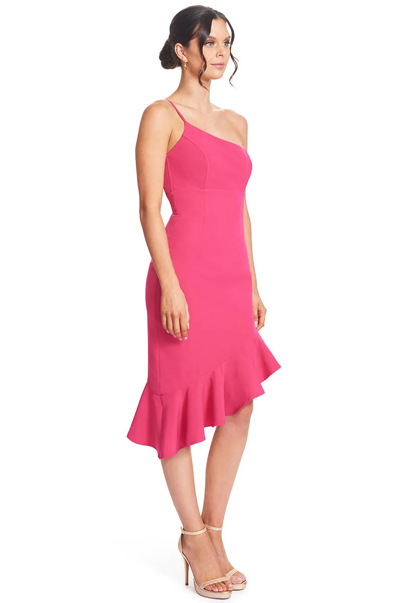 Rufflin' Round Dress - Asymmetric Dress With Ruffle Hem