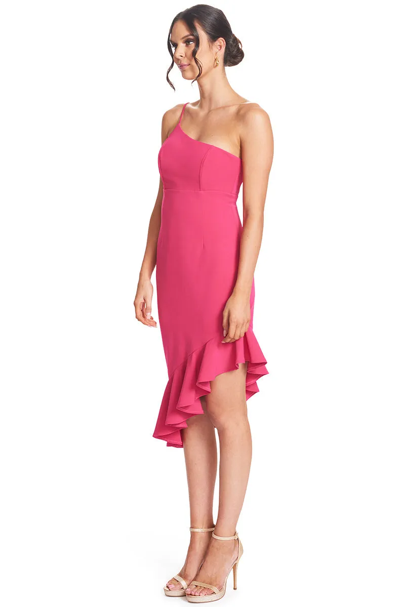 Rufflin' Round Dress - Asymmetric Dress With Ruffle Hem