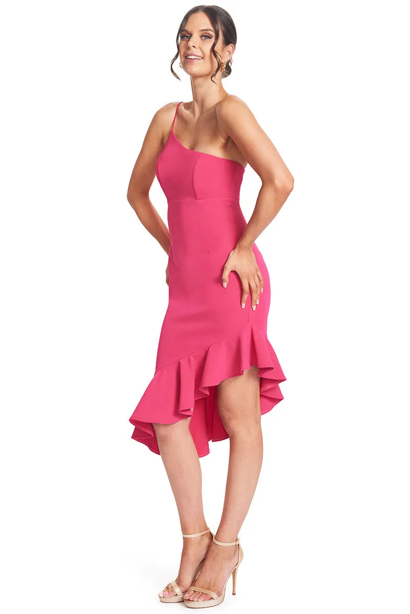 Rufflin' Round Dress - Asymmetric Dress With Ruffle Hem