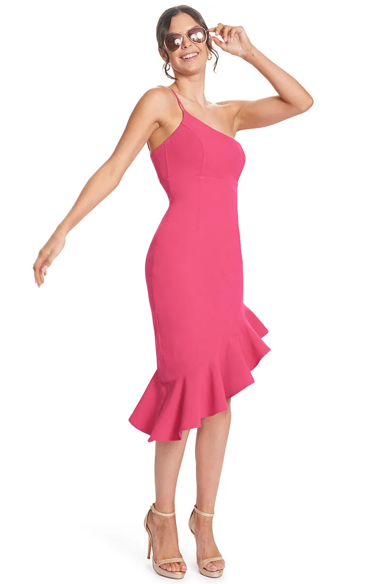 Rufflin' Round Dress - Asymmetric Dress With Ruffle Hem