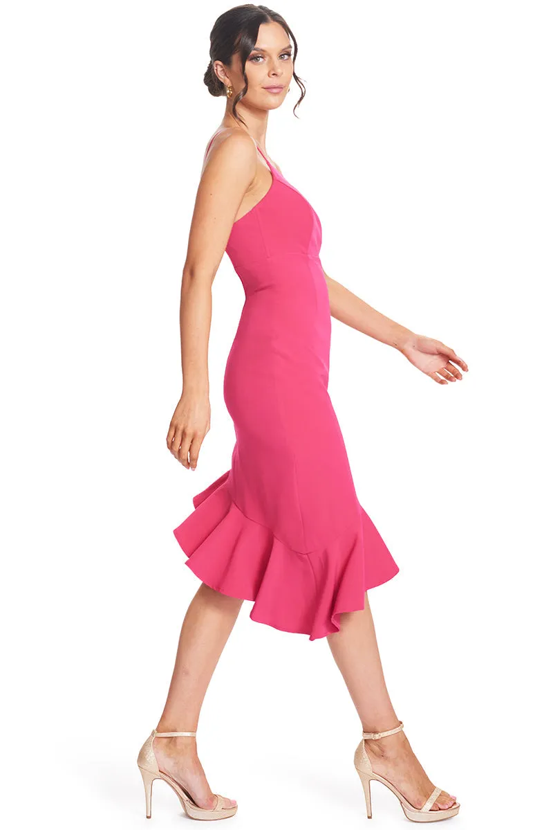 Rufflin' Round Dress - Asymmetric Dress With Ruffle Hem