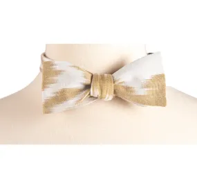 SALE- Briggs Silk Ikat Bow Tie - Khaki, White