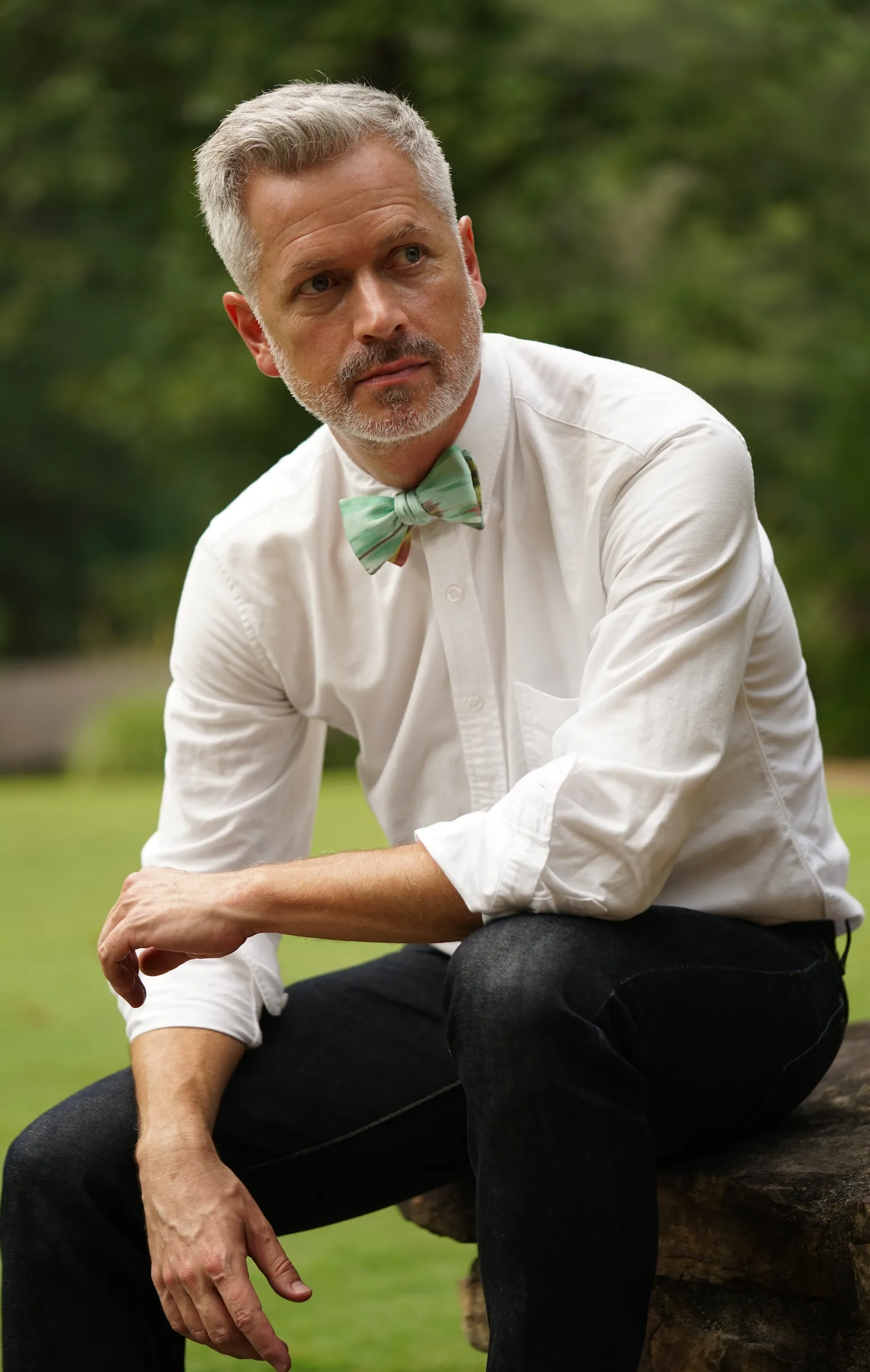 SALE- Giverny Silk Ikat Bow Tie - Mint, Pastels