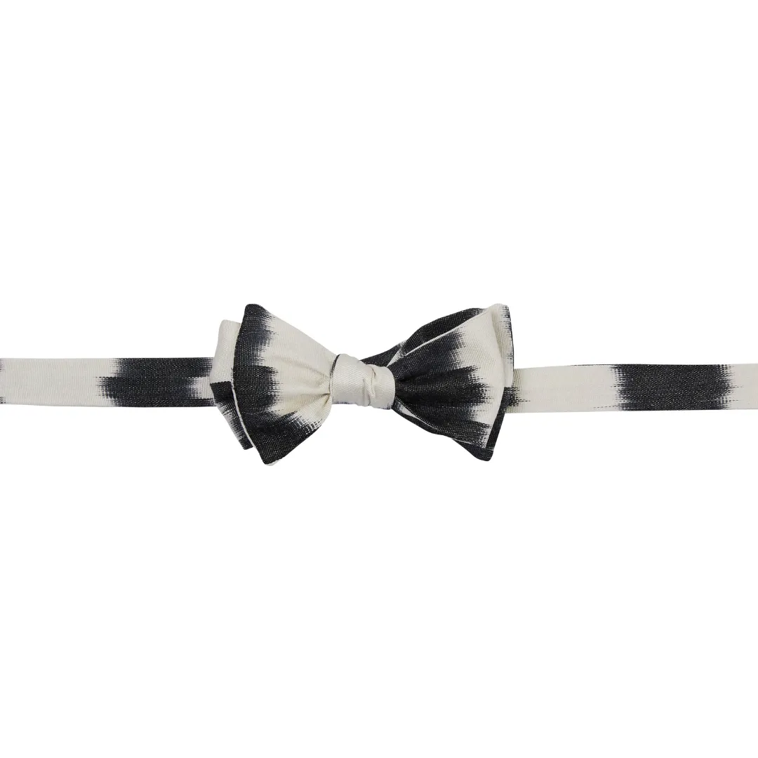 Severn Silk Ikat Bow Tie - Black, Ivory