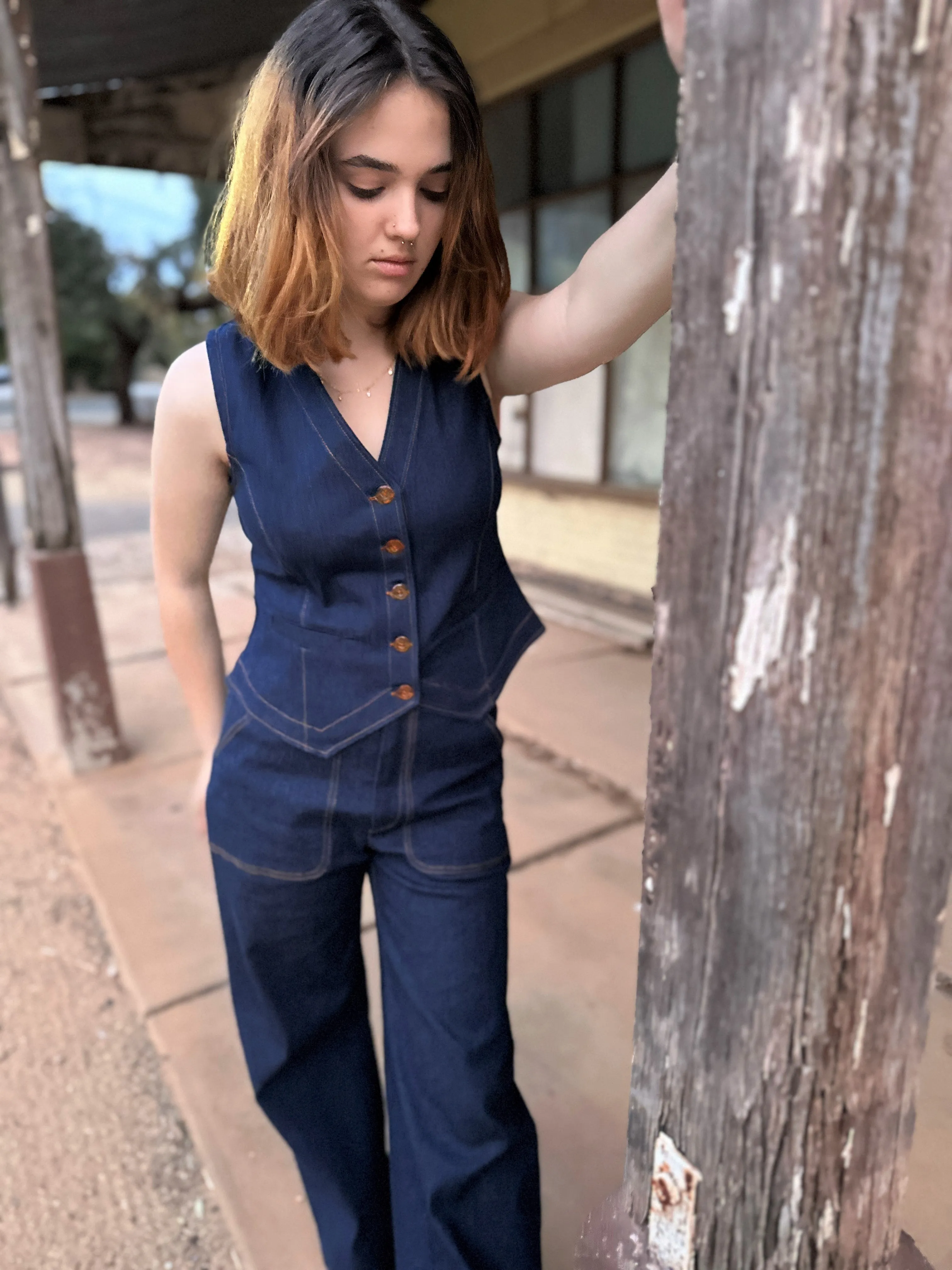 Side Tab Pant in Blue Denim