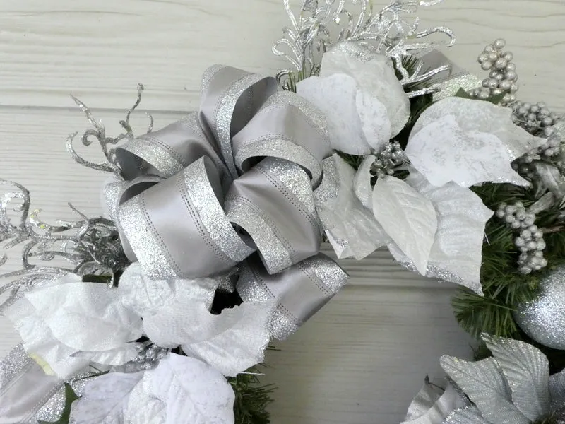 Silver and Blue Heirloom Wreath, Christmas Wreath, Christmas Decorations