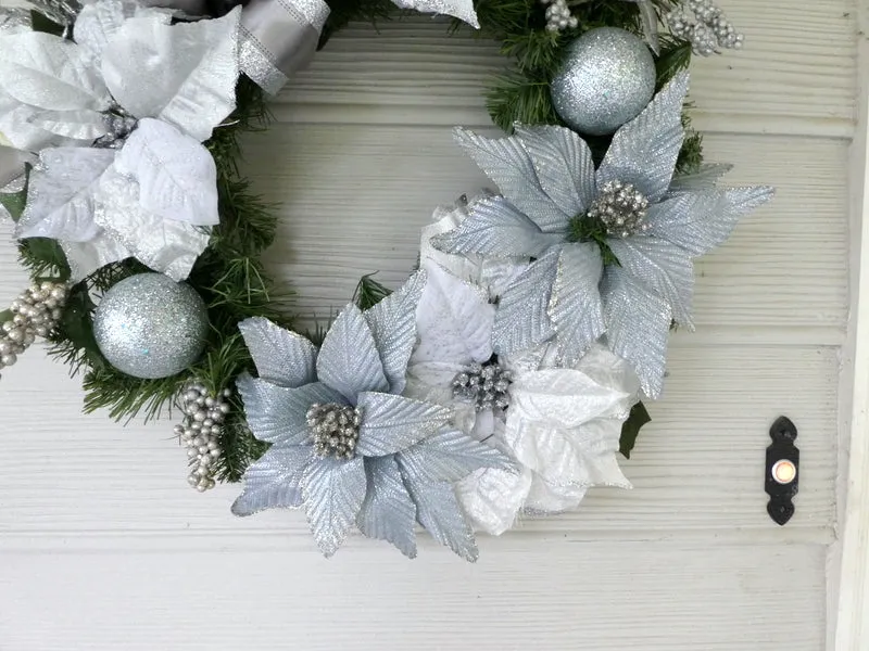Silver and Blue Heirloom Wreath, Christmas Wreath, Christmas Decorations