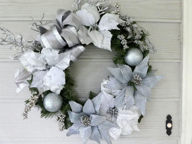 Silver and Blue Heirloom Wreath, Christmas Wreath, Christmas Decorations