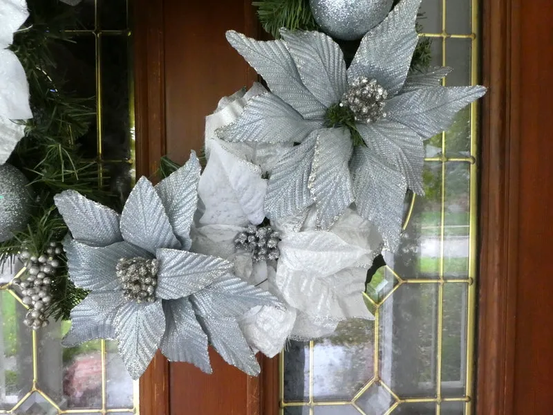 Silver and Blue Heirloom Wreath, Christmas Wreath, Christmas Decorations