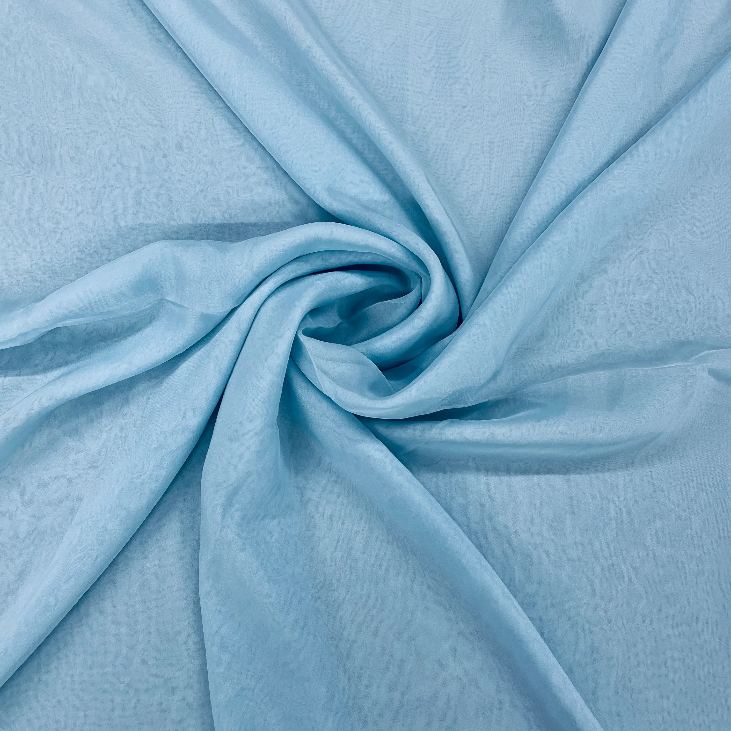 Sky Blue Solid Satin Organza Fabric