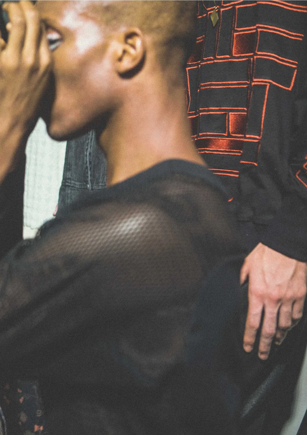 SWEATER OVERSIZED - COTTON JERSEY with mask embroidery red on black