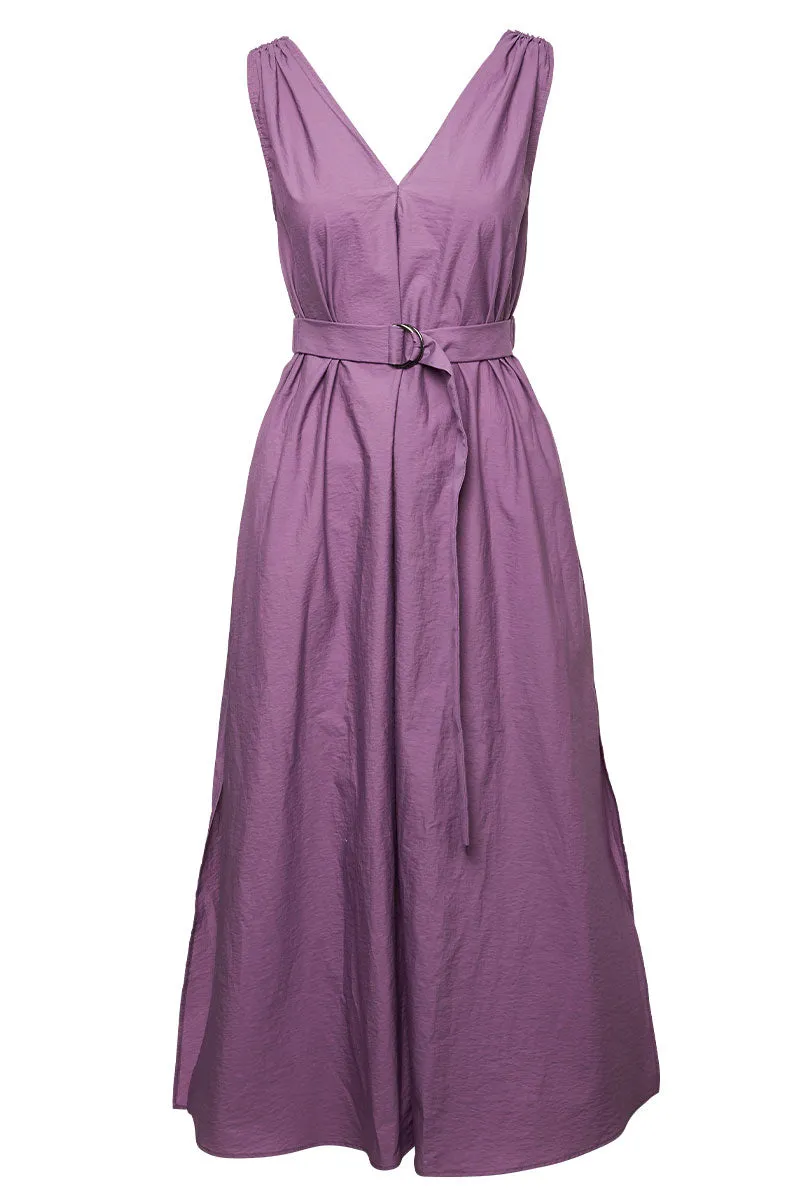 Techno Poplin Belted Dress