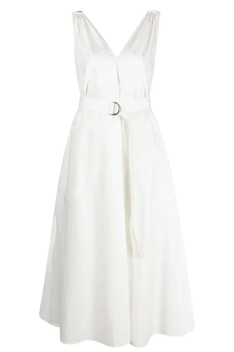 Techno Poplin Belted Dress