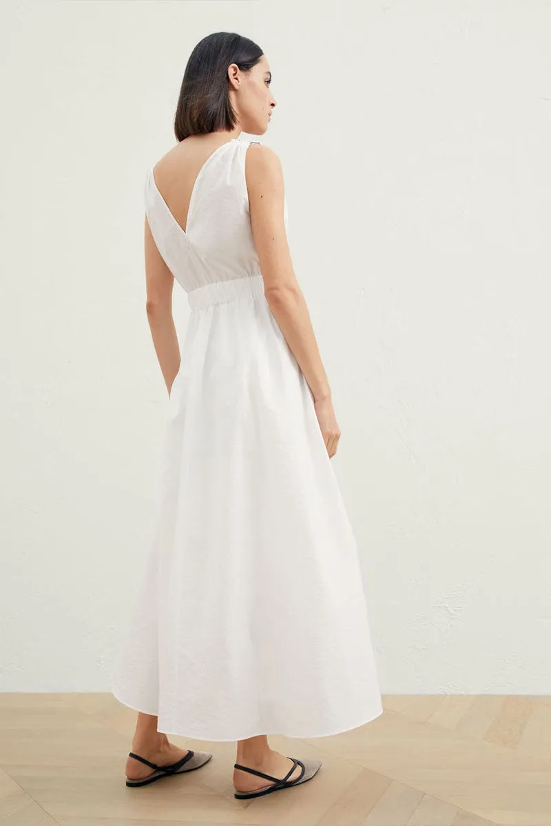 Techno Poplin Belted Dress
