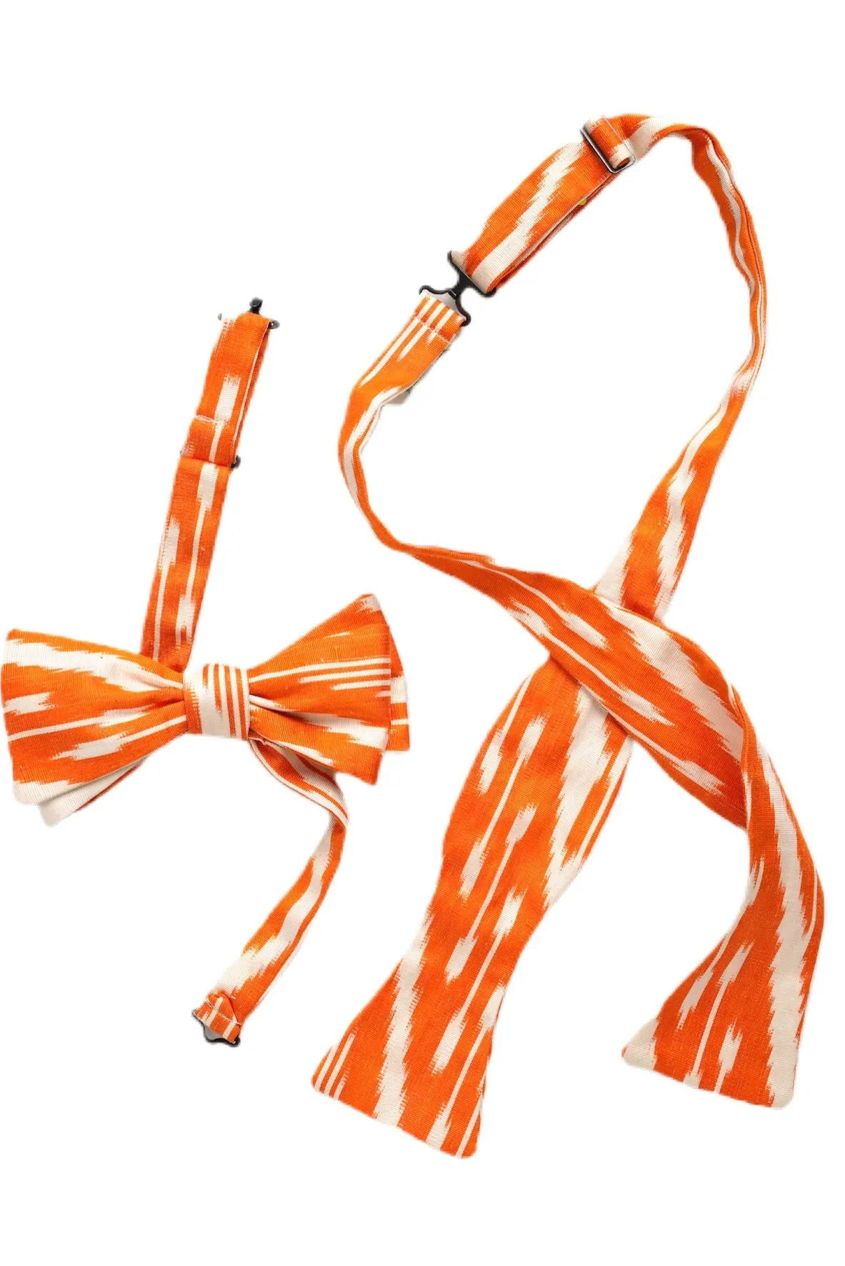 Thach Silk Ikat Bow Tie - Orange, White