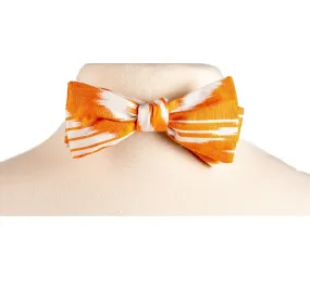 Thach Silk Ikat Bow Tie - Orange, White