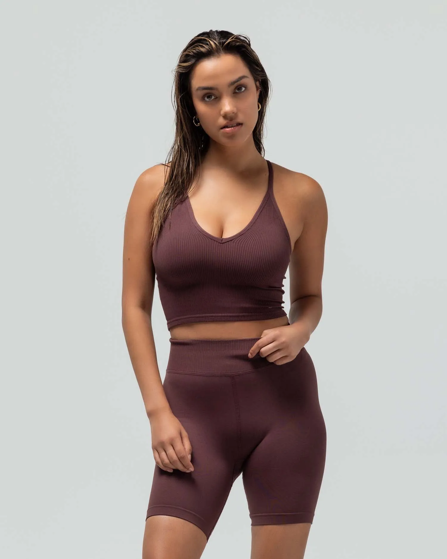 THE CROP RACERBACK V-NECK TANK TOP