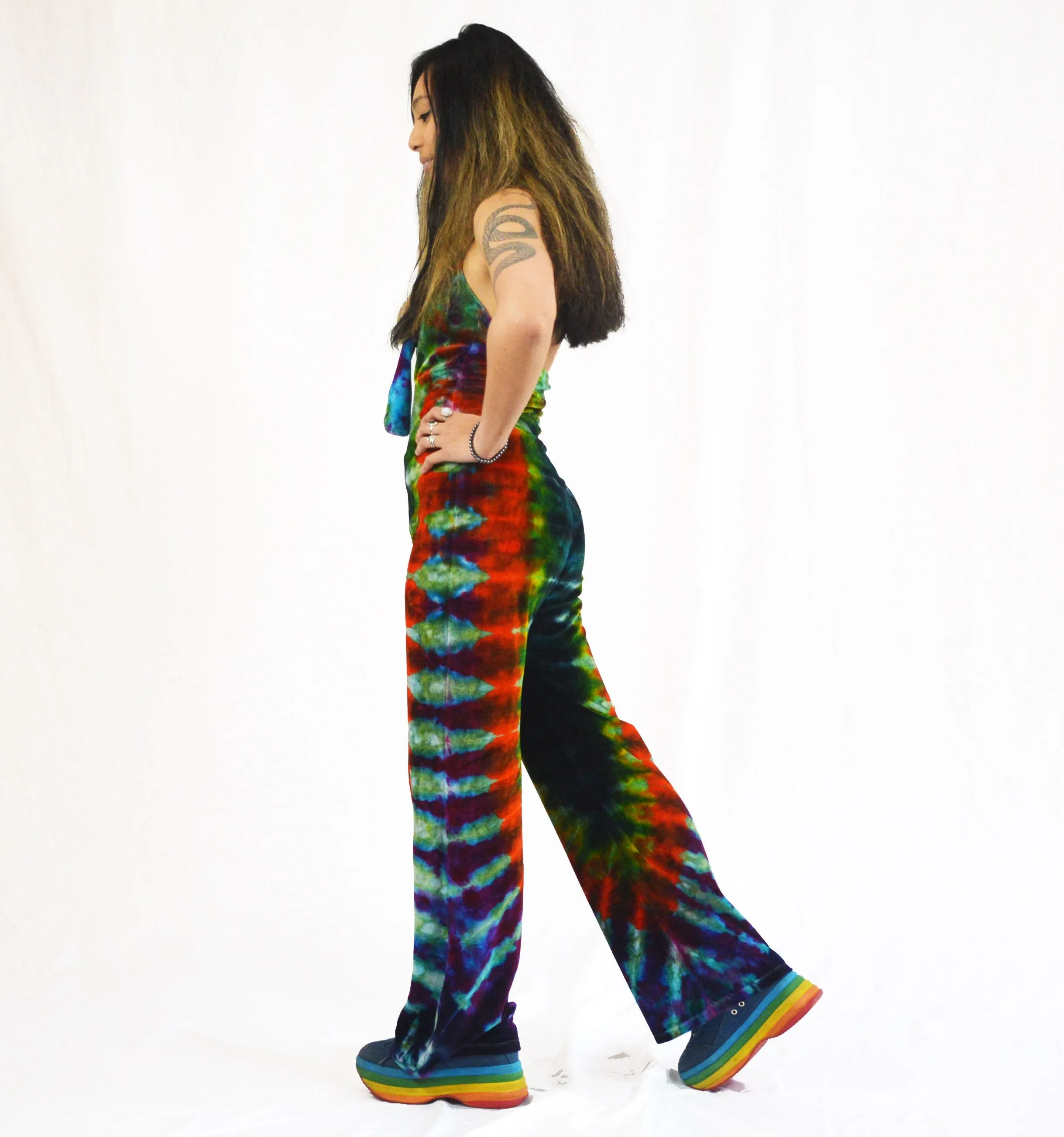 The Jumpsuit | Teal Rainbow Velour