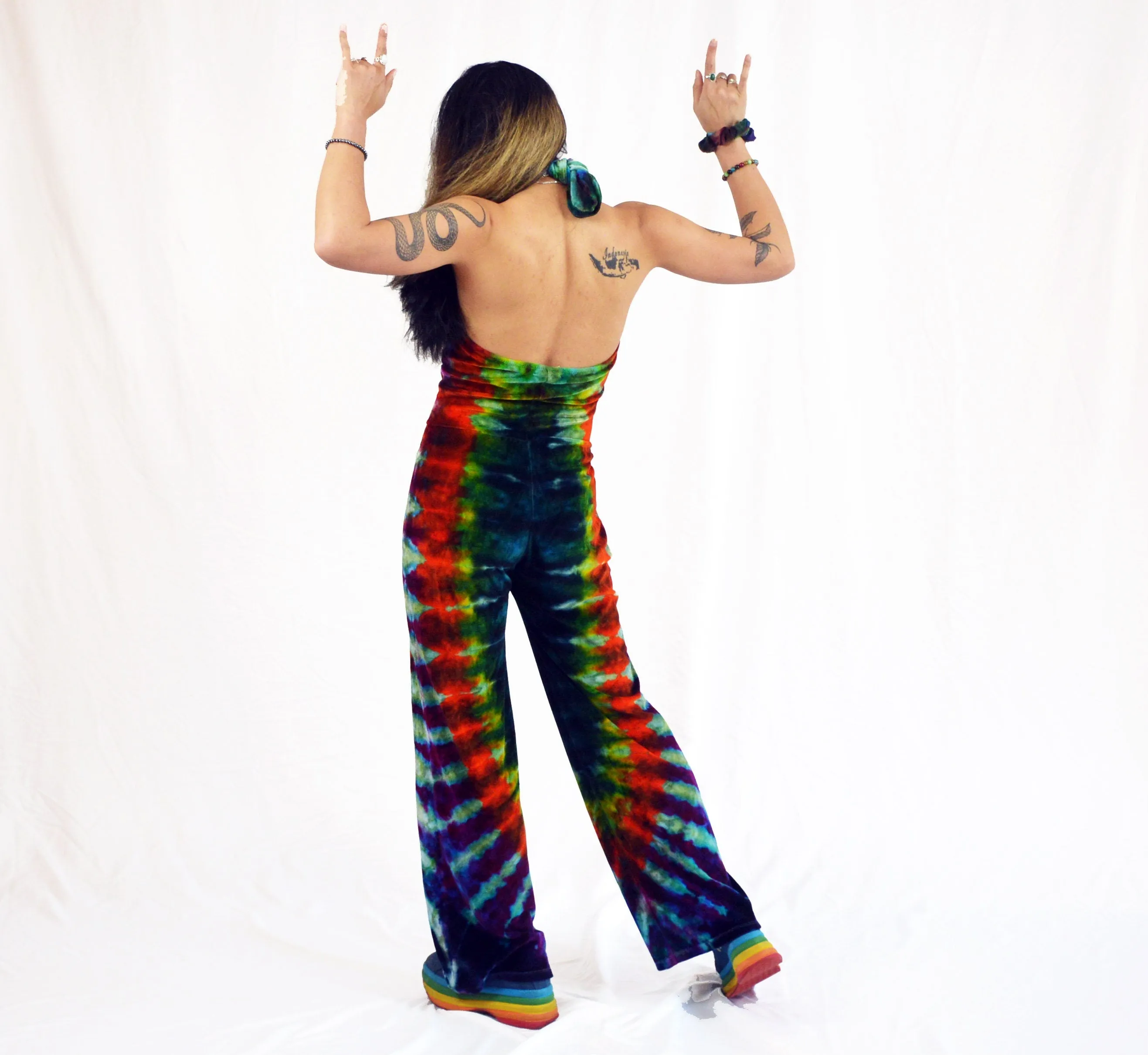 The Jumpsuit | Teal Rainbow Velour