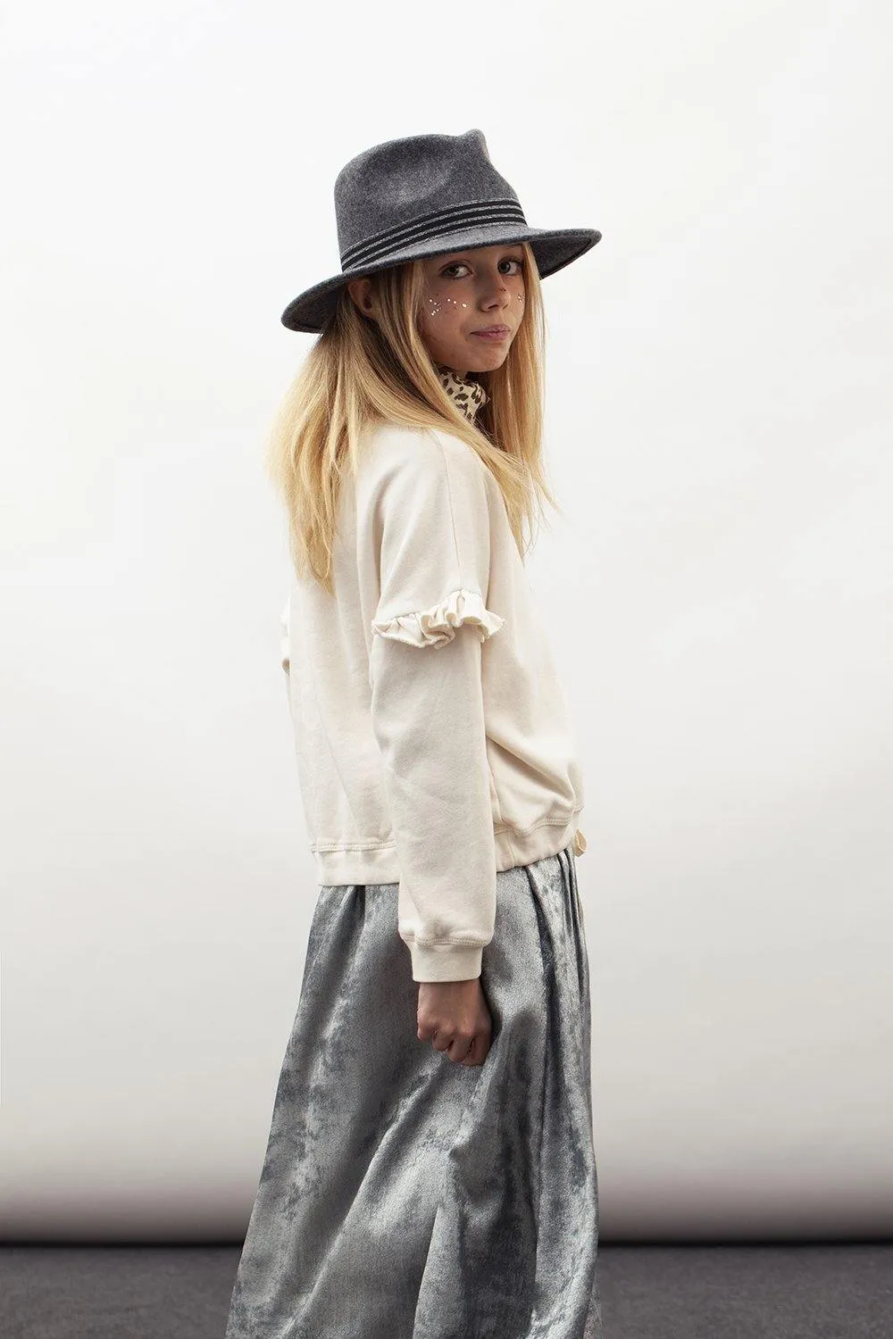 Tocoto Vintage Metallic Midi Skirt