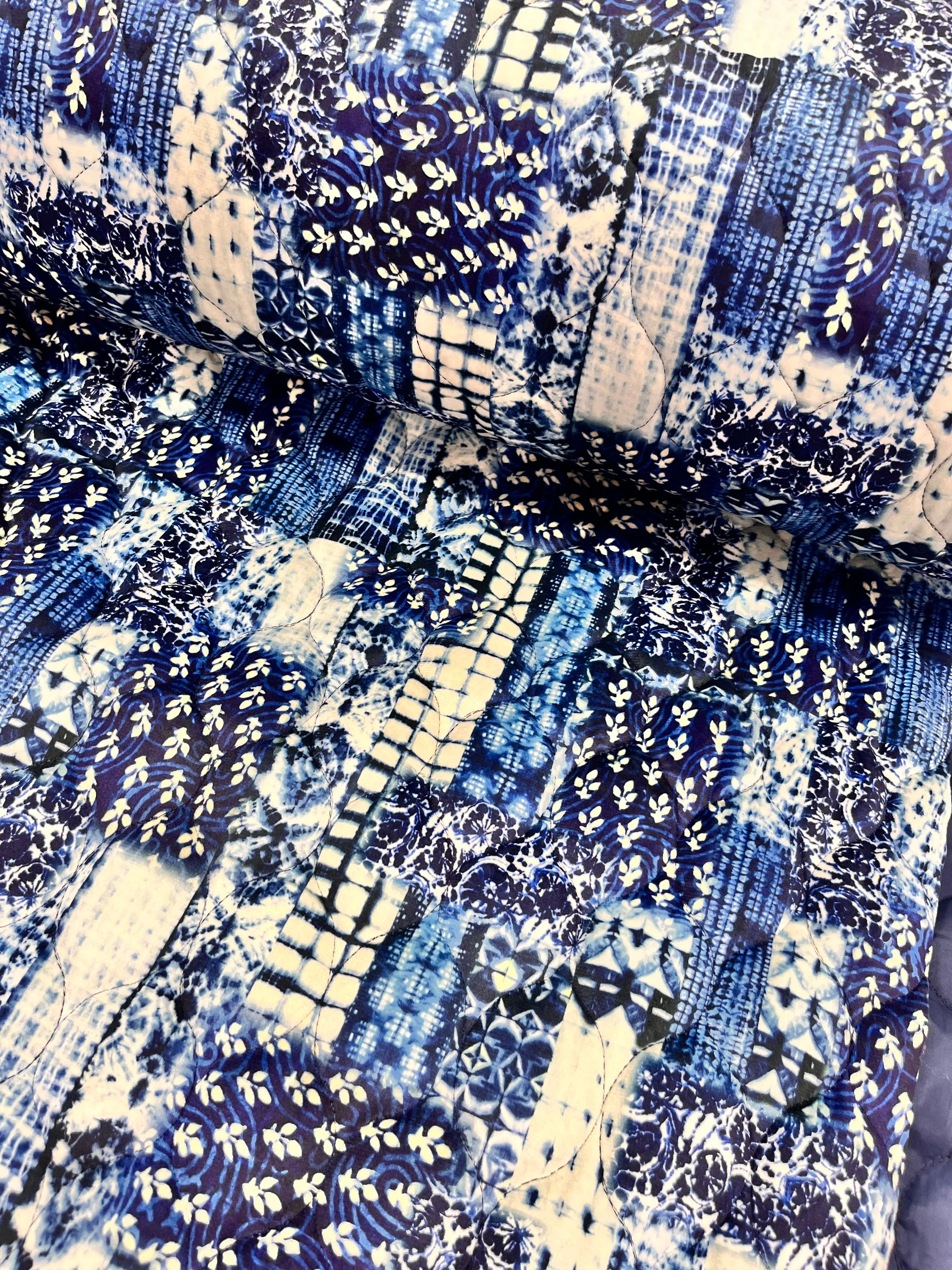 Velvet Patchwork Quilted Cotton - Indigo