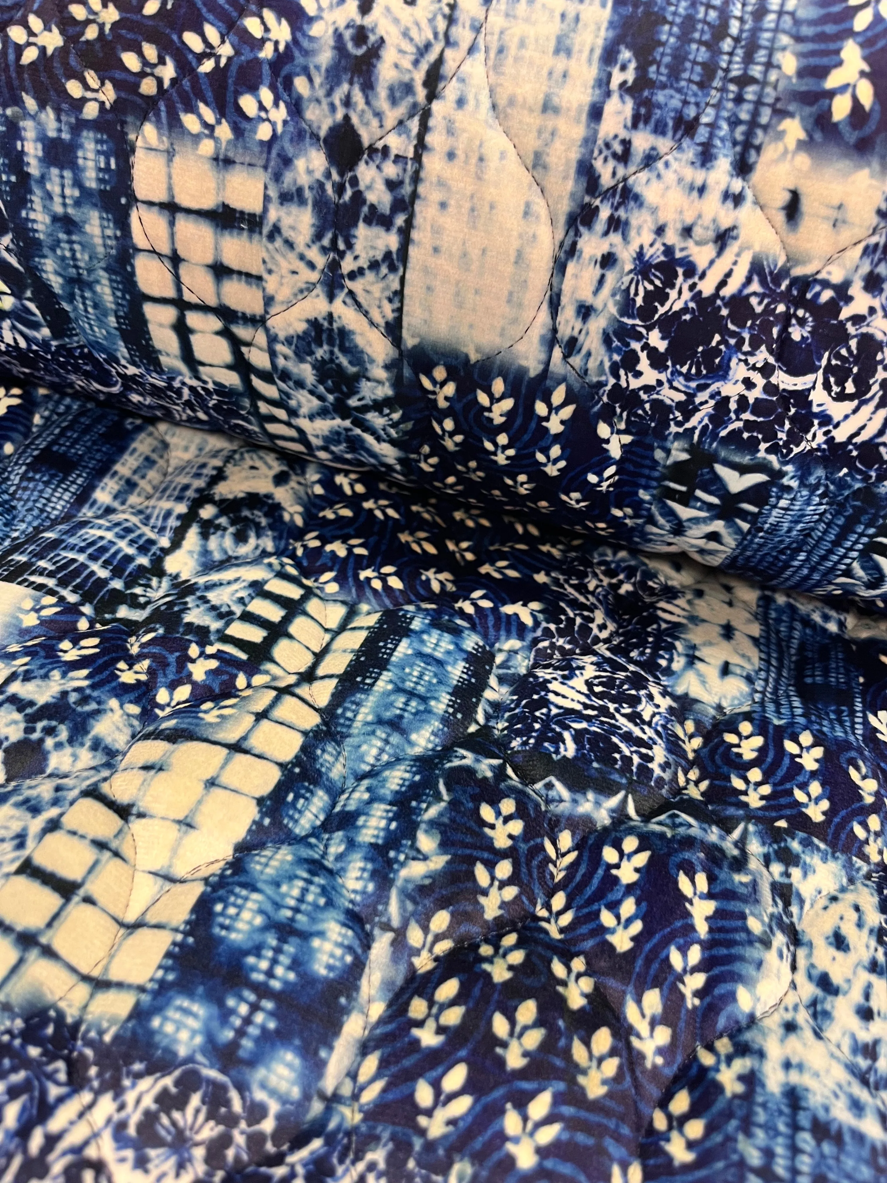 Velvet Patchwork Quilted Cotton - Indigo