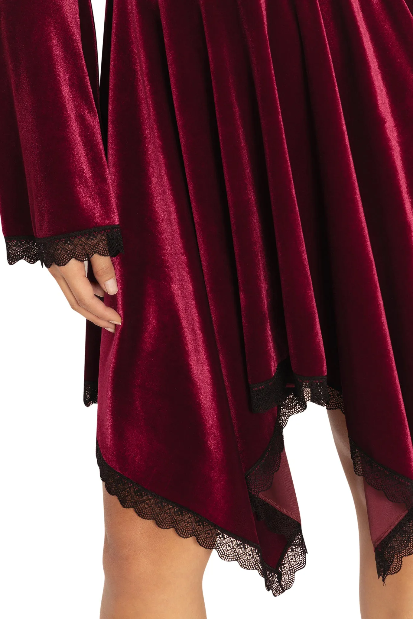Velvet Wine Spectre Waterfall Dress