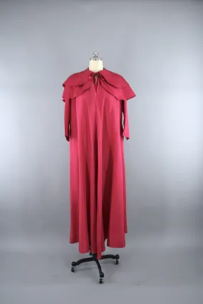 Vintage 1960s Robe in Bright Pink Satin by Lucie Ann Beverly Hills