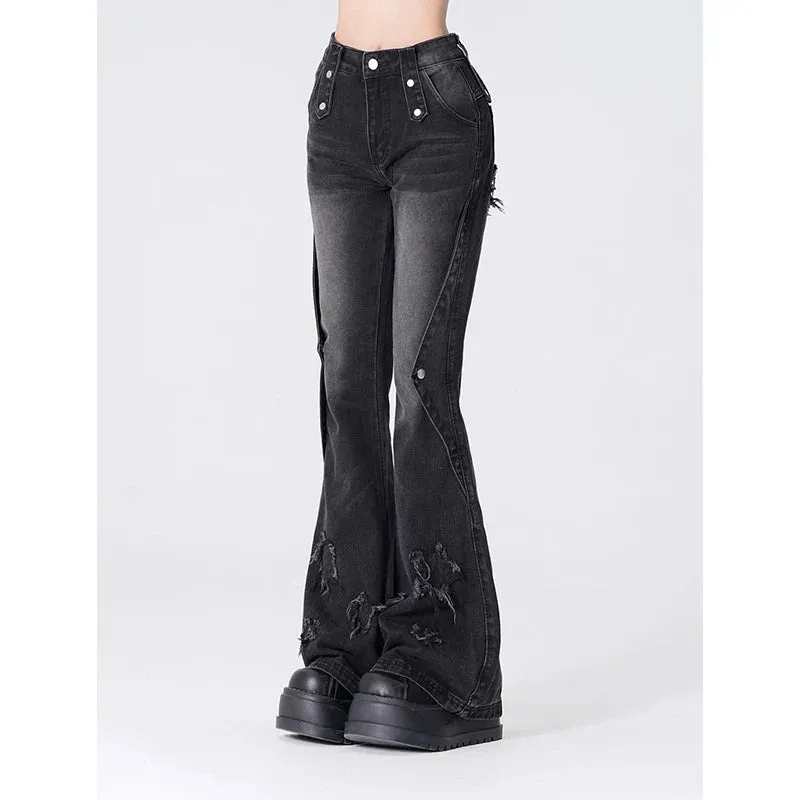 Vintage High Waist Wide Leg Pants - Black