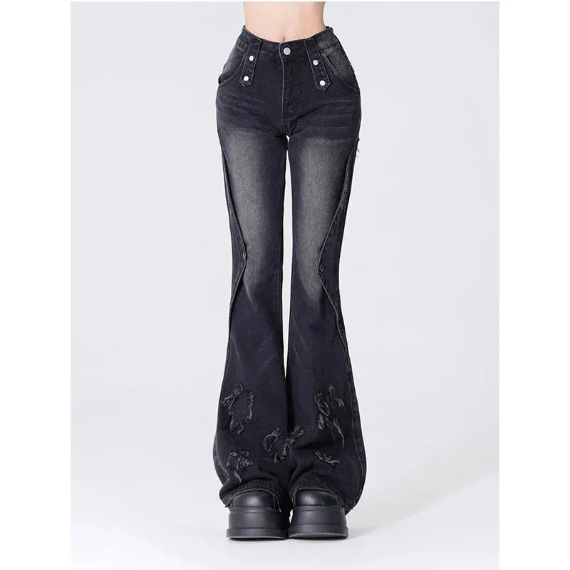 Vintage High Waist Wide Leg Pants - Black