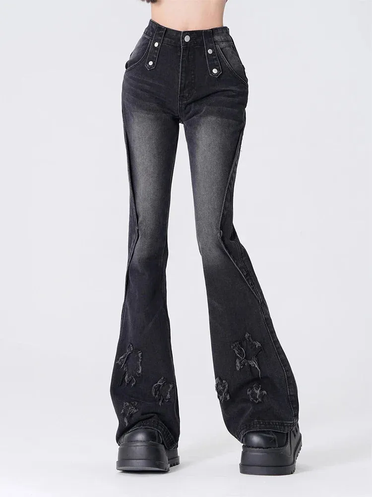 Vintage High Waist Wide Leg Pants - Black