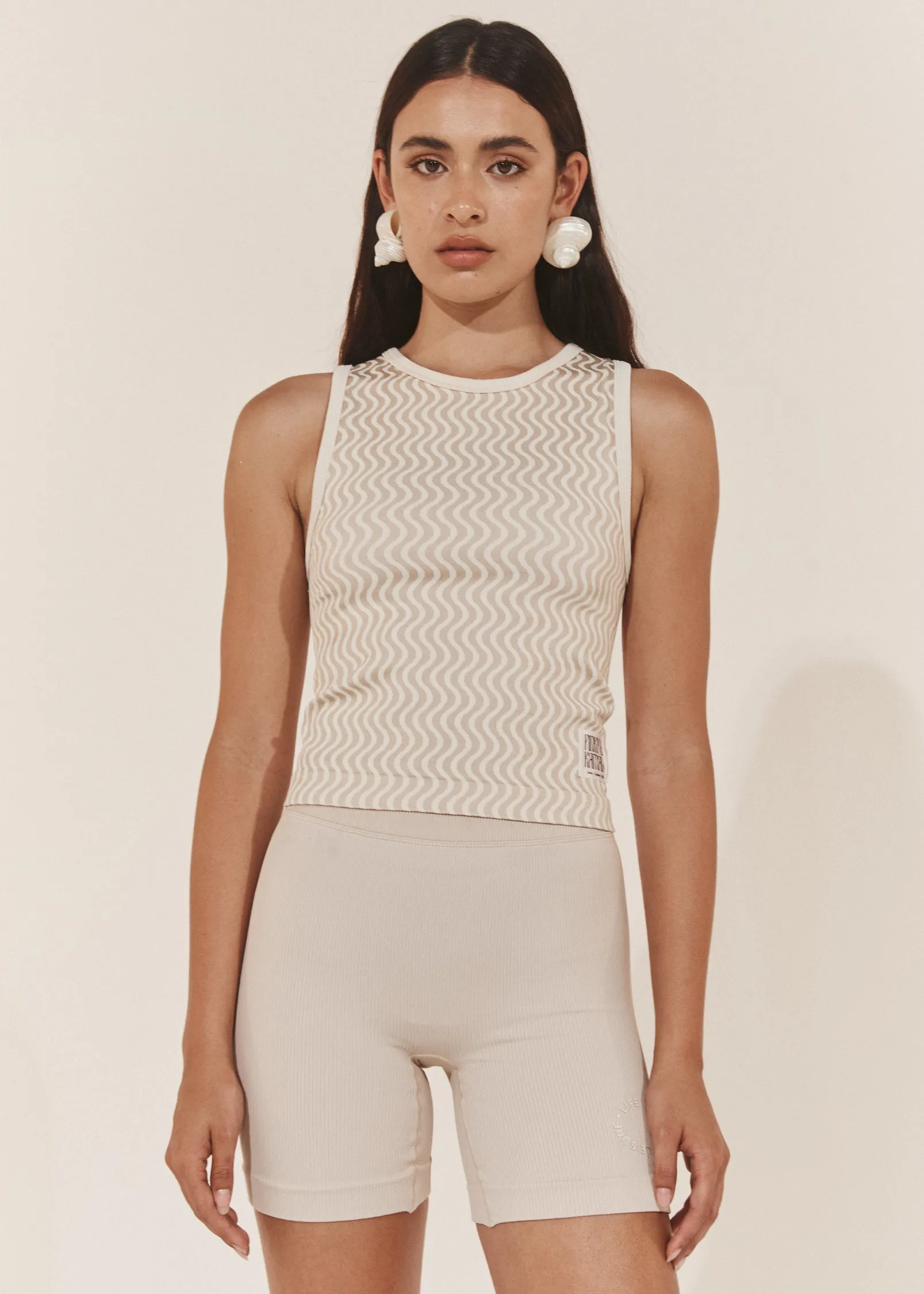 Wavy Lines Tank - Chalk