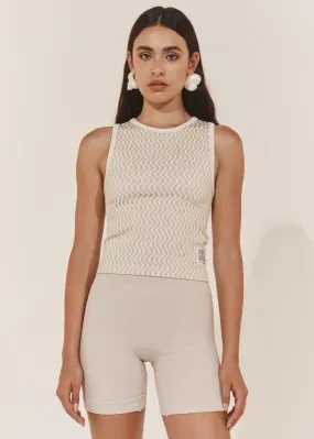 Wavy Lines Tank - Chalk