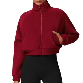 Windproof top with fleece sports and fitness jacket