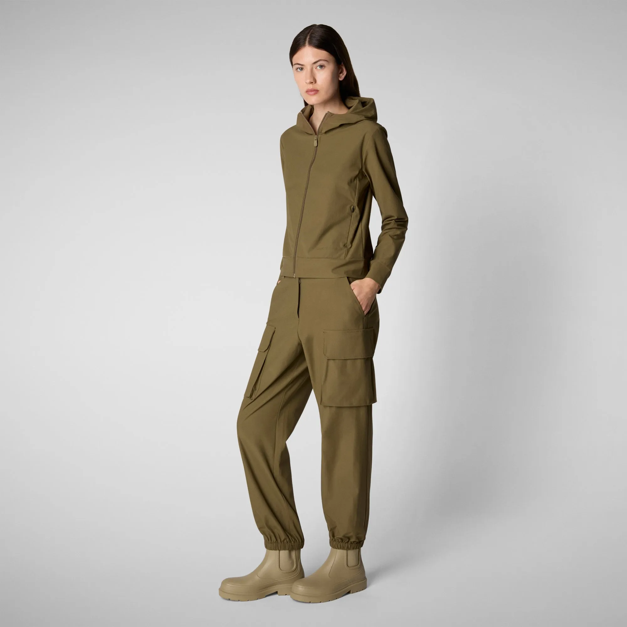Women's hooded sweatshirt Pear in husk green